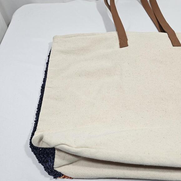 Rays for Days Striped Woven Cotton Blend Beach Grocery Tote Bag - Picture 4 of 14